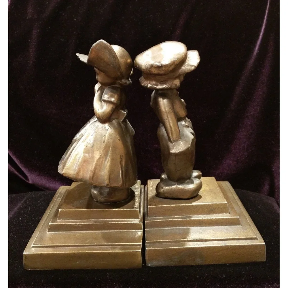 Vintage Metalic FRANKART Dutch Girl and Boy Bookends
